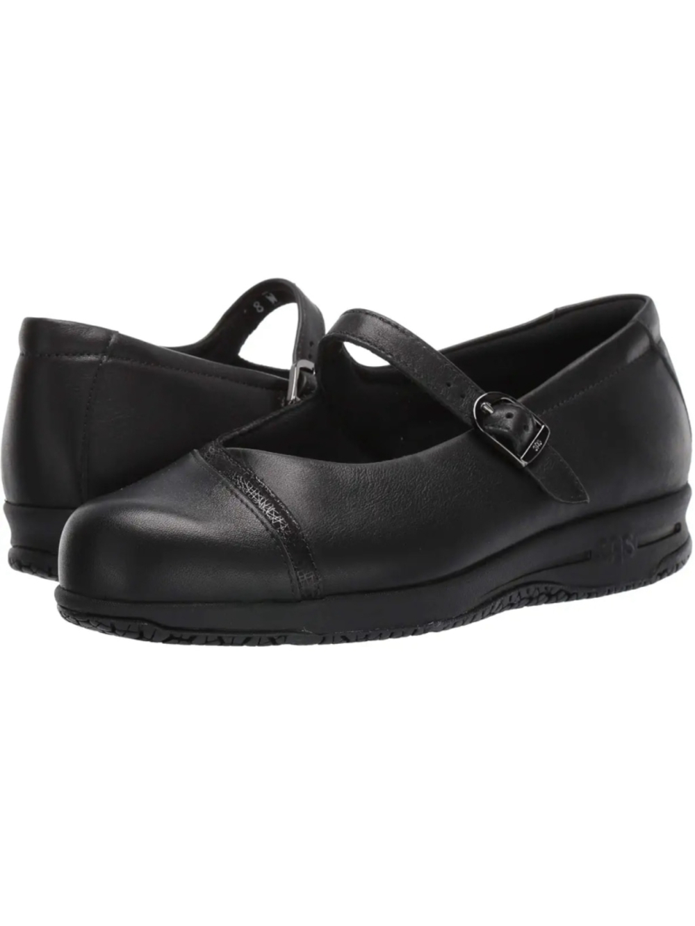 Women's SAS Black Leather Clare Non Slip Mary Jane Shoes Size 9.5D